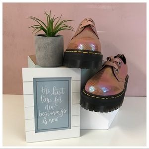 Dr. Martens Holly Pink Iridescent Platforms